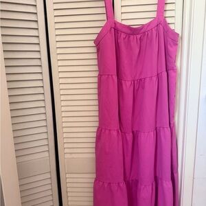 Bright Pink Tiered Sun Dress